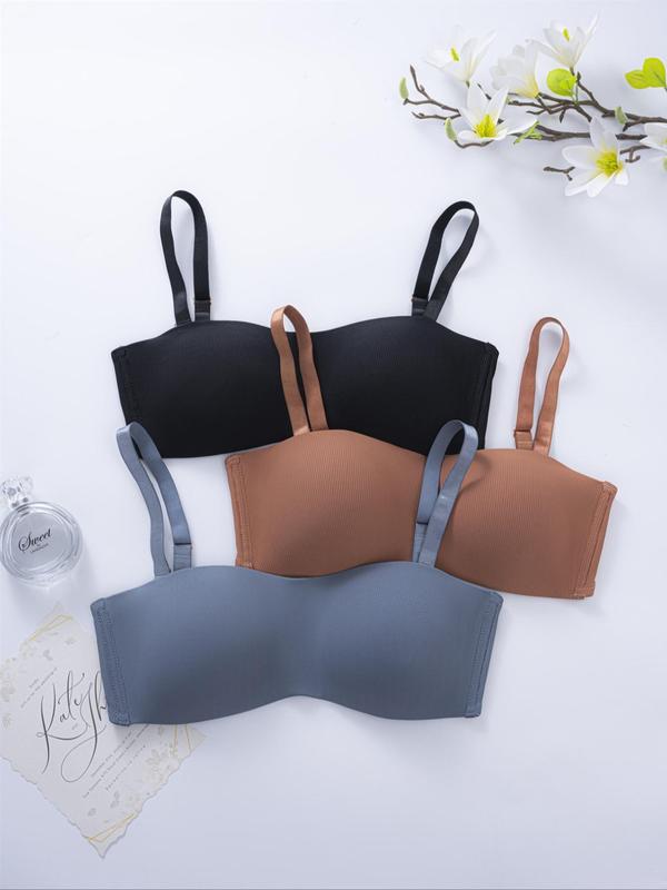 Women's Solid Color Wireless Push Up Bra, Soft Comfort Breathable Adjustable Strap Lingerie Top for Daily Wear, Lingerie for All Seasons