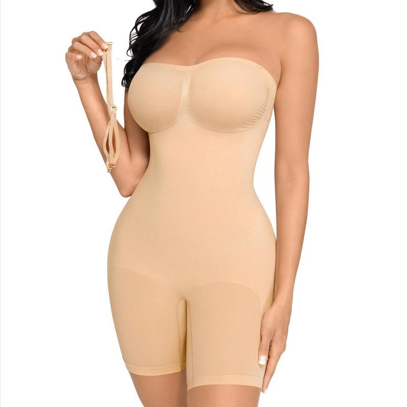 FeelinGirl  Strapless Shapewear Tummy  Control Bodysuit Seamless Sculpt Shortie with Removable  Womenswear Fabric Comfortable