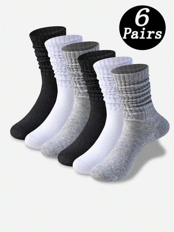 Women's Solid Mid-calf Socks, Casual Comfortable Breathable Socks for Daily Wear, Multifunctional Knitted Socks for All Seasons