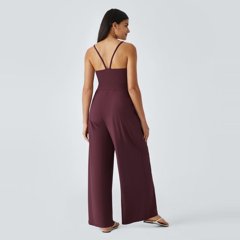 Halara Breezeful™ Backless Side Invisible Zipper Pocket Wide Leg Quick Dry Resort Jumpsuit