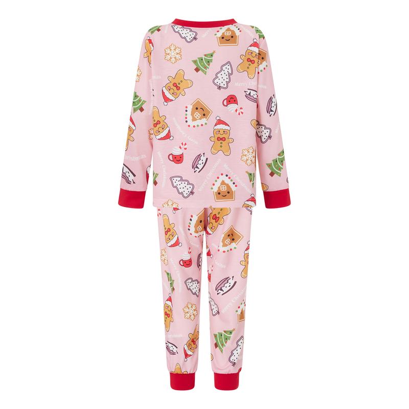 Christmas Family Matching Pajamas Set Xmas Gingerbread Man Patten Long Sleeve Tops and Pants Sleepwear Nightwear