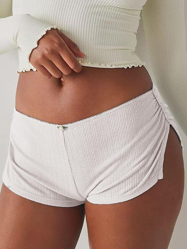 Women's Low Waist Side Slit Shorts Micro Stretch Pajamas Shorts Slim Fit Ruched Bottoms Cute Leggings,Available in multiple colors