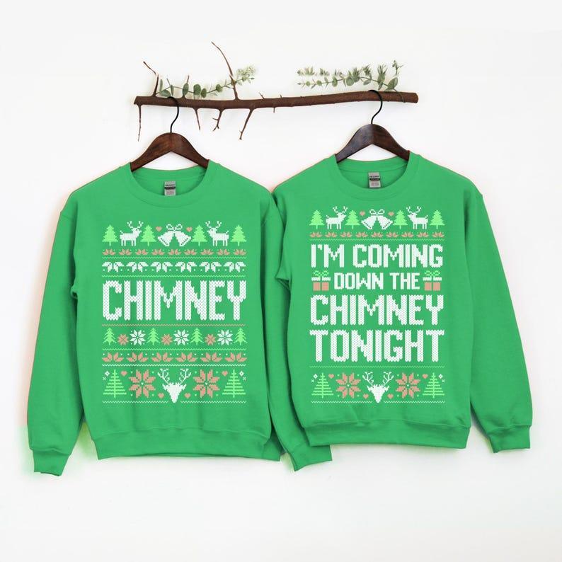 Unisex Funny Couples Ugly Christmas Sweater, Couples Matching Ugly Christmas Sweater, Santa Twice, Christmas Pajamas, Sold Seperate