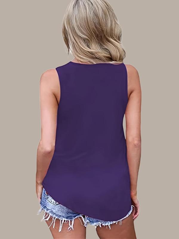 Plus Size Criss Cross Backless Tank Top, Casual Solid Scoop Neck Sleeveless Top for Summer,  Tank Tops for Women, Women's Plus Clothing for Daily Wear