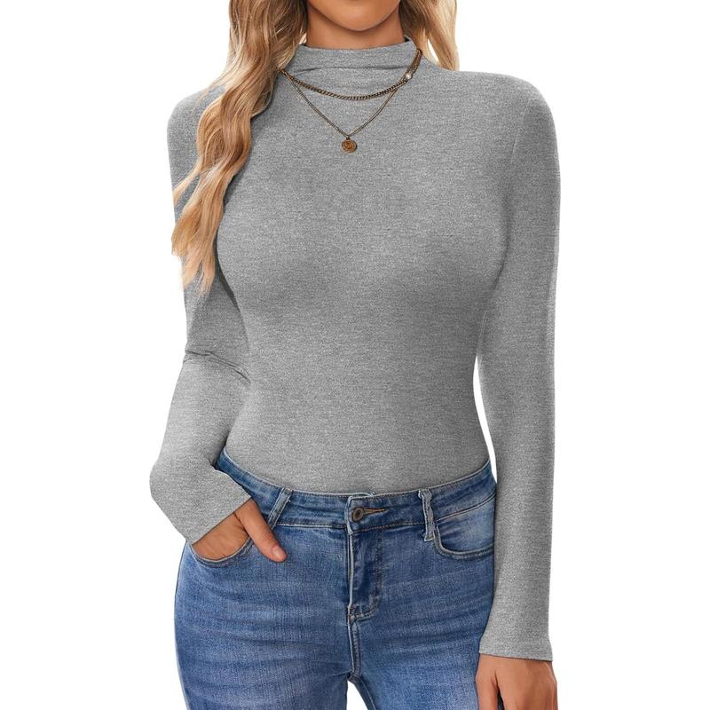 Turtleneck Shirt Women Long Sleeve Mock Neck Slim Fit Tops Thermal Base Layer Soft Lightweight Stretch Undershirts