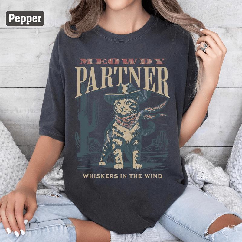 Meowdy Partner Cowboy Cat Shirt, Comfort Color Cat Shirt, Funny Cowboy Cat Shirts, Cat in Cowboy Hat T-Shirt, Vintage Cowboy Cat T-shirt, Western Meowdy Partner Shirt, Cat Lover Shirt, Cat Mom Tee, Western Cat Tee, Western Shirt For Cat Lovers Womenswear