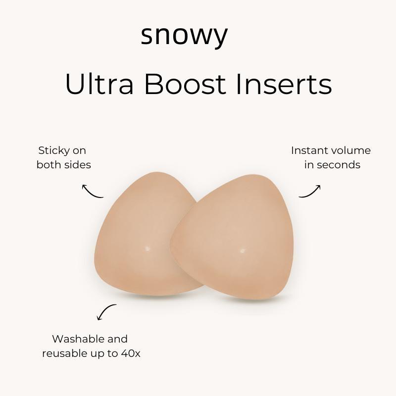 Snowy Sticky Push Up Inserts - Instant Boost Double-Sided Adhesive Bra Cup for Women - Womenswear, HULILY,Clothing Push-Up Ultra Boost Inserts for Women,sticky push up pads,adhesive bra,double sided sticky lift pads,push up swim inserts,seamless,Bra Cup