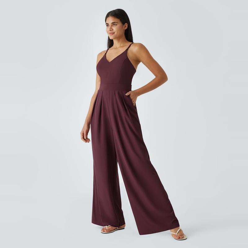 Halara Breezeful™ Backless Side Invisible Zipper Pocket Wide Leg Quick Dry Resort Jumpsuit