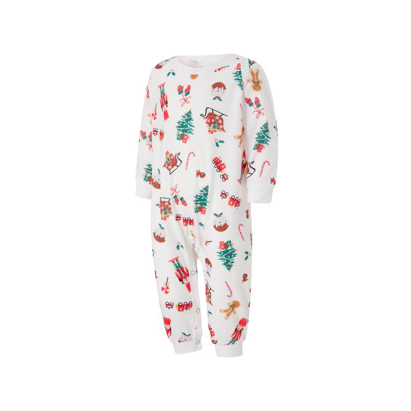 Christmas Pajamas for Family Long Sleeve Cartoon Print Tops + Pants Set Holiday Sleepwear