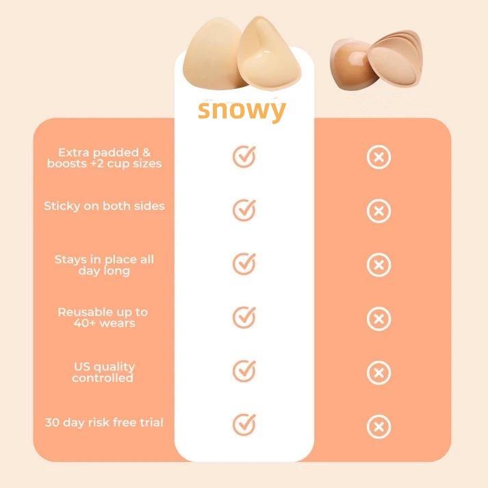 Snowy Sticky Push Up Inserts - Instant Boost Double-Sided Adhesive Bra Cup for Women - Womenswear, HULILY,Clothing Push-Up Ultra Boost Inserts for Women,sticky push up pads,adhesive bra,double sided sticky lift pads,push up swim inserts,seamless,Bra Cup