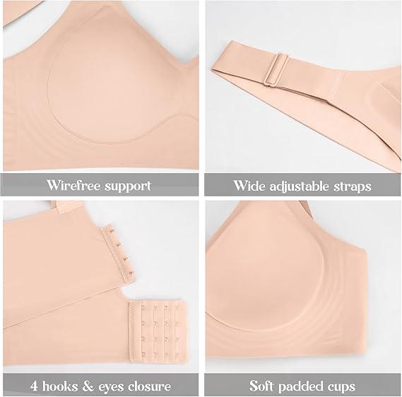 WANAFREE Women Wireless Push Up Bras  Size S to 4XL