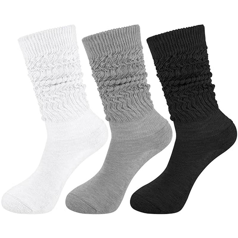 Women's Spring Solid Slouch Crew Socks, Cozy Multi-pack Soft Comfy Breathable Mid-calf Socks, Lady's Fall & Winter Socks & Hosiery Comfortable Knitted