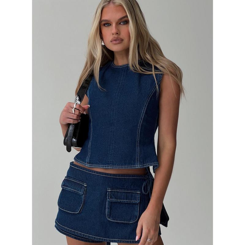 Countryside Skort Blue Denim