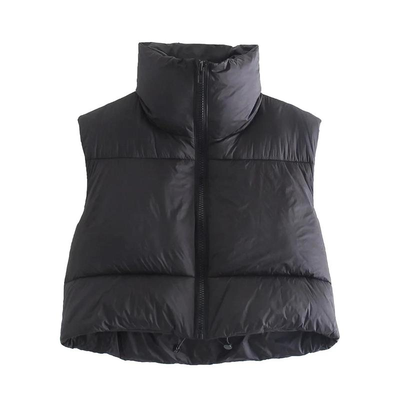 Women Waistcoat, Retro Short Cotton-Padded Clothes Stand Neck Zipper  Party Loose Warm Winter Coat casual maternity jacket vest