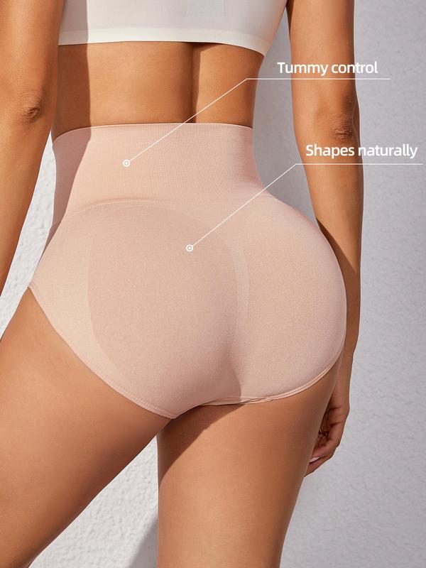 Women's Solid Color High Waist Panty, Soft Comfy Breathable Seamless Knicker for Daily Wear, Underwear for All Seasons