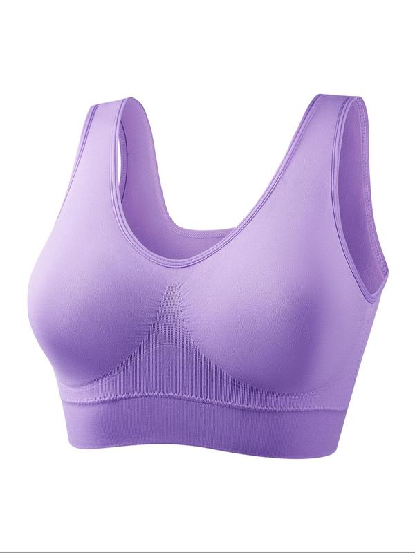 Plus Size Solid Wireless Bra, Breathable Comfortable Wide Strap Lingerie Top, Women's Underwear for Daily Wear