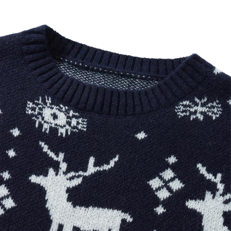 2024 New Matching Family Christmas Sweaters Long Sleeve Round Neck Snowflake Pullovers Knit Tops Xmas Clothes Womenswear Casual Crewneck