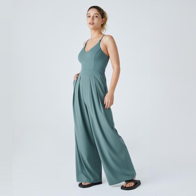 Halara Breezeful™ Backless Side Invisible Zipper Pocket Wide Leg Quick Dry Resort Jumpsuit