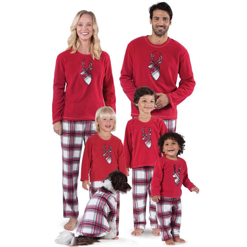 Christmas Family Matching Clothes Deer Print Family Christmas Pajamas Set Adult Kid Girl Sleepwear Nightwear Homewear Xmas Pj's Clothes Womenswear Baby