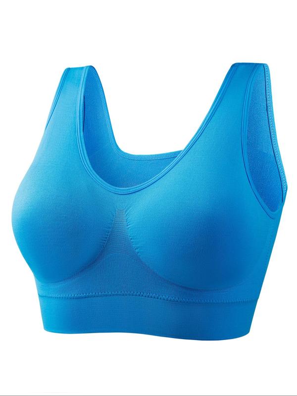 Plus Size Solid Wireless Bra, Breathable Comfortable Wide Strap Lingerie Top, Women's Underwear for Daily Wear