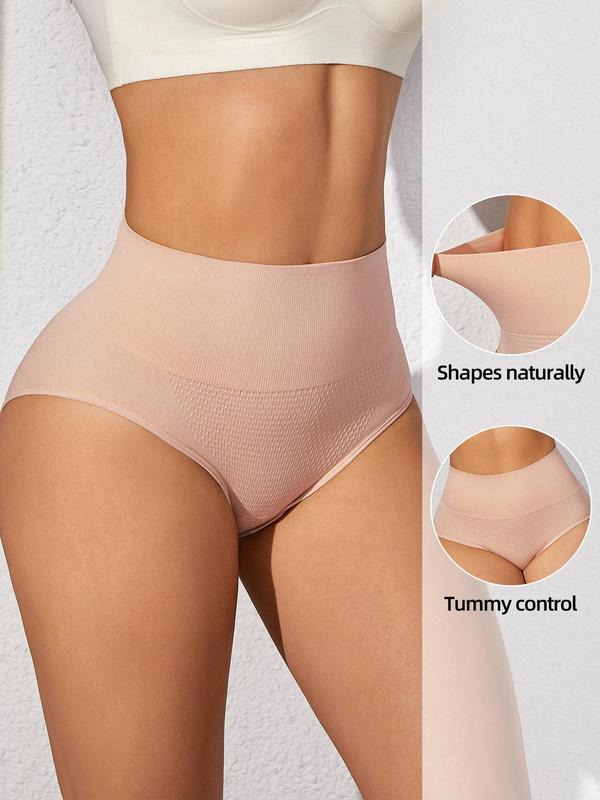 Women's Solid Color High Waist Panty, Soft Comfy Breathable Seamless Knicker for Daily Wear, Underwear for All Seasons