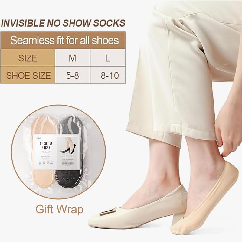 6 Pairs No Show Socks Womens Ultra Low Cut Nylon Thin Socks for Flat Invisible Non Slip Liner Footies