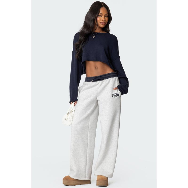 Edikted Contrast Embroidered Sweatpants