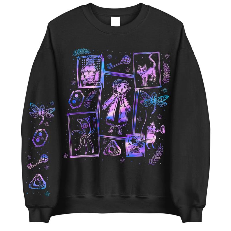 Coraline Three Ghost finding Tunnel color inspired Sweatshirt Hoodie, Coraline Fantasy movies tshirt, Horror Character Shirt, Halloween Crewneck Sweatshirt