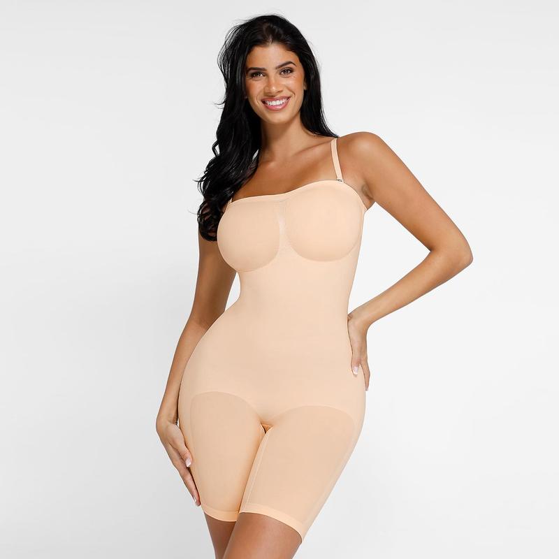 FeelinGirl  Strapless Shapewear Tummy  Control Bodysuit Seamless Sculpt Shortie with Removable  Womenswear Fabric Comfortable