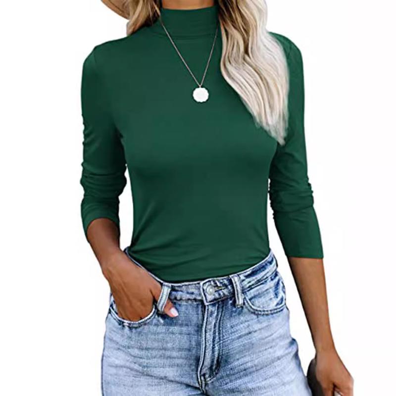 Fashion Queen Women's Autumn Turtleneck Long Sleeve Shirt Base Layered Slim Fit Soft Thermal Underwear Top