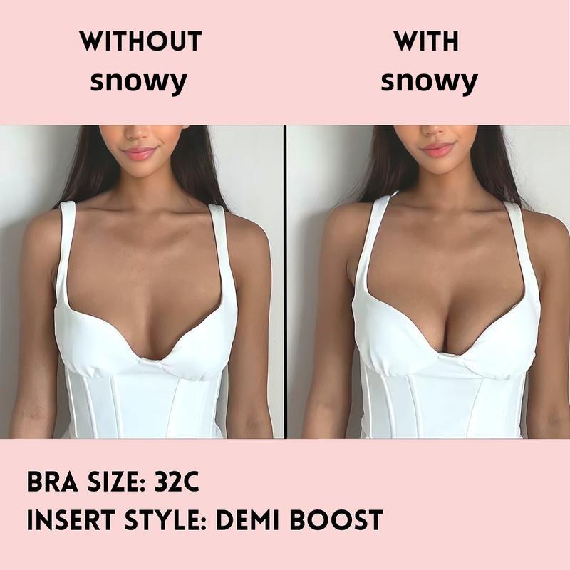 Snowy Sticky Push Up Inserts - Instant Boost Double-Sided Adhesive Bra Cup for Women - Womenswear, HULILY,Clothing Push-Up Ultra Boost Inserts for Women,sticky push up pads,adhesive bra,double sided sticky lift pads,push up swim inserts,seamless,Bra Cup