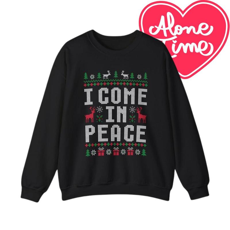 I Come in Peace Sweatshirts, Matching Couples Ugly Christmas Sweatshirts , Funny Couple Ugly Christmas Pullover Tops Cotton Crewneck Womenswear