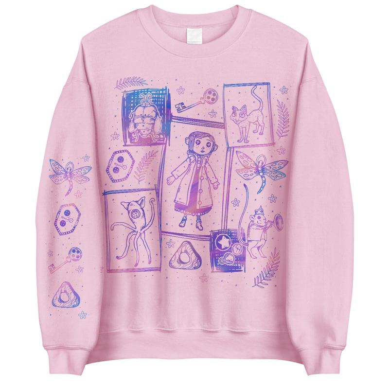 Coraline Three Ghost finding Tunnel color inspired Sweatshirt Hoodie, Coraline Fantasy movies tshirt, Horror Character Shirt, Halloween Crewneck Sweatshirt