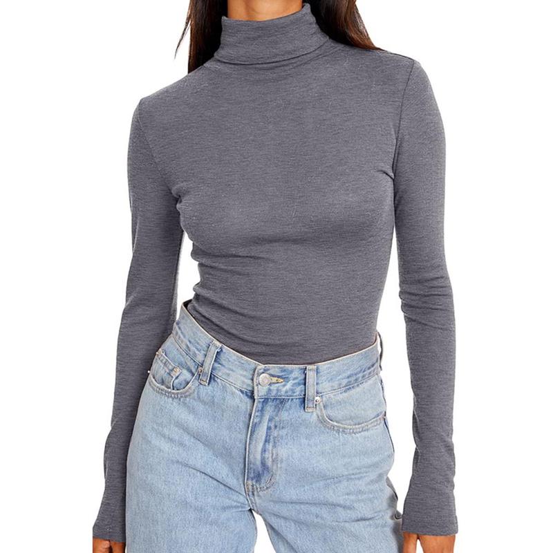 Fashion Queen Women's Autumn Turtleneck Long Sleeve Shirt Base Layered Slim Fit Soft Thermal Underwear Top