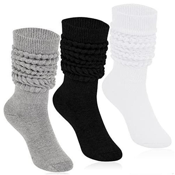 Women's Spring Solid Slouch Crew Socks, Cozy Multi-pack Soft Comfy Breathable Mid-calf Socks, Lady's Fall & Winter Socks & Hosiery Comfortable Knitted