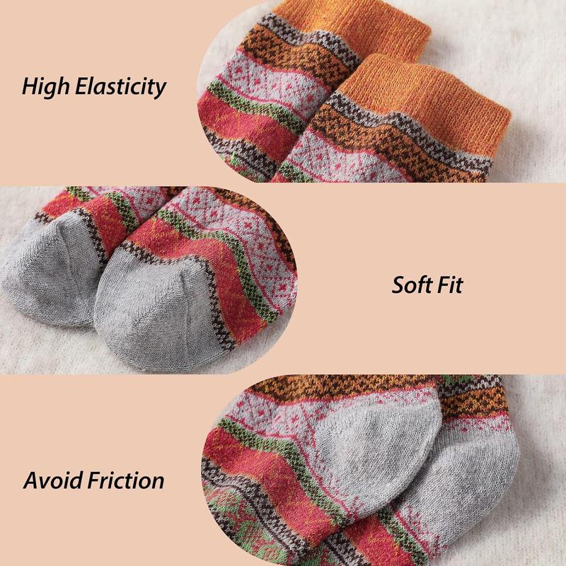 Socks for Women - 5 Pairs Womens  Socks Winter Socks Warm Knit  Soft Vintage Casual Crew Socks