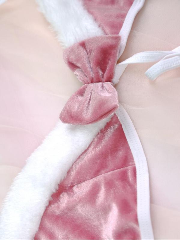 Women's Sexy Bow Decor Backless Crop Cami Top & Bow Decor Shorts & Headband, Korean Outfits, Cute Rabbit Ear Decor Lingerie Set, Women's Lingerie & Underwear