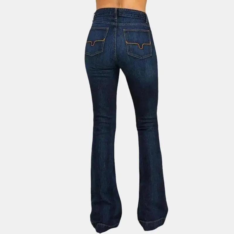 Women's Dark Wash Jennifer High Rise Wide Flare Jeans - Wj-10514