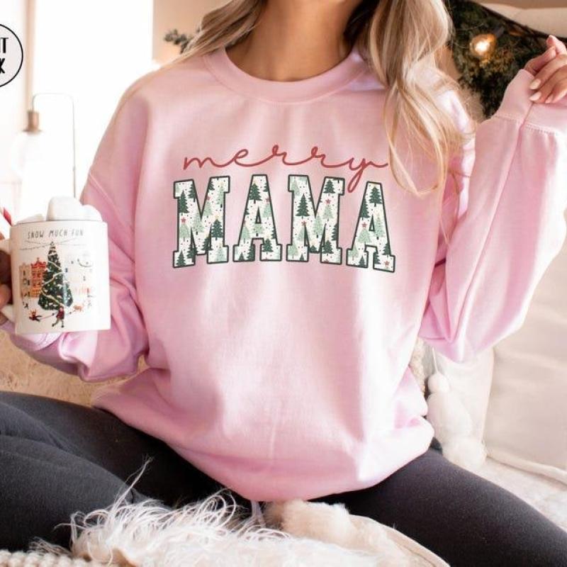 Merry Mama and Dad Sweatshirts, New Mom and Dad Christmas Sweaters, Xmas Pregnancy Announcement Gift, Matching Couples Holiday Crewnecks