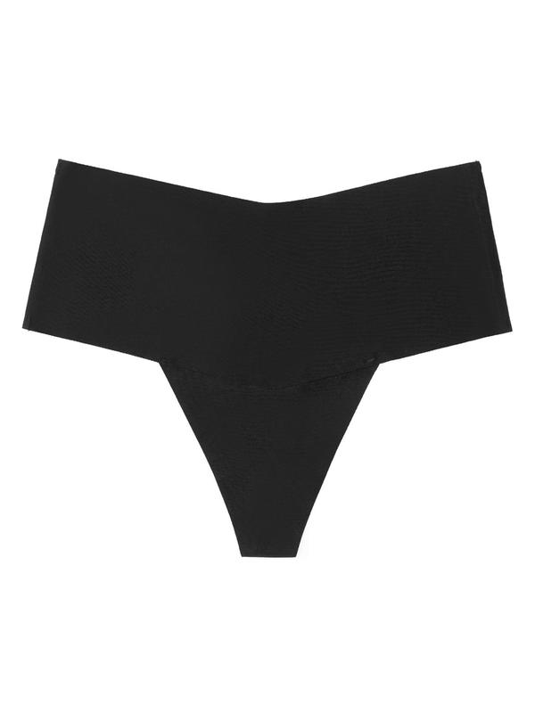 Women's Solid Color High Waist Thong, Breathable Comfortable Seamless Panty for Daily Wear, Ladies Underwear for All Seasons