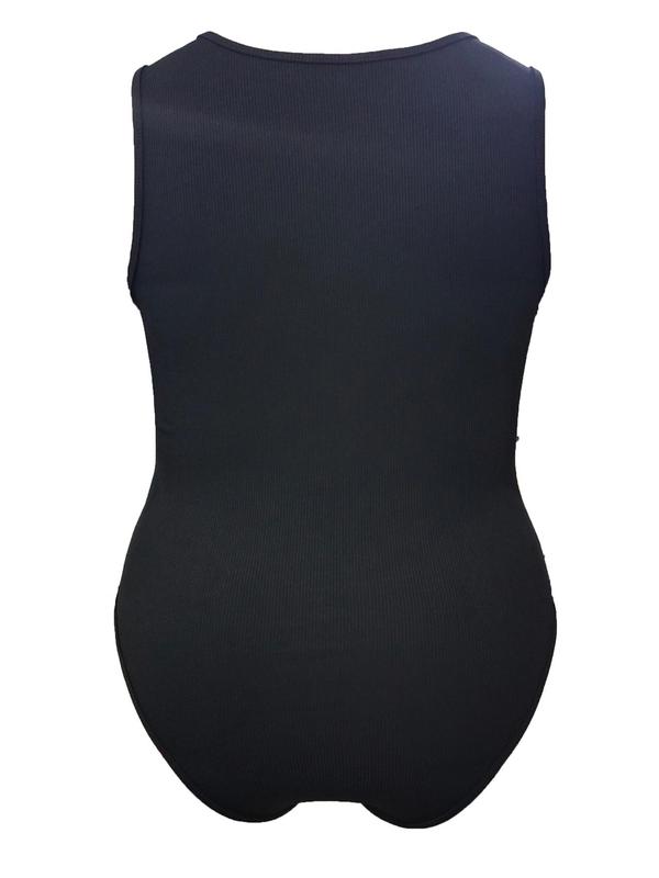  Solid Square Neck Tank Bodysuit, Casual Sleeveless Bodysuit for Daily Wear, Women's Plus Clothing for All Seasons