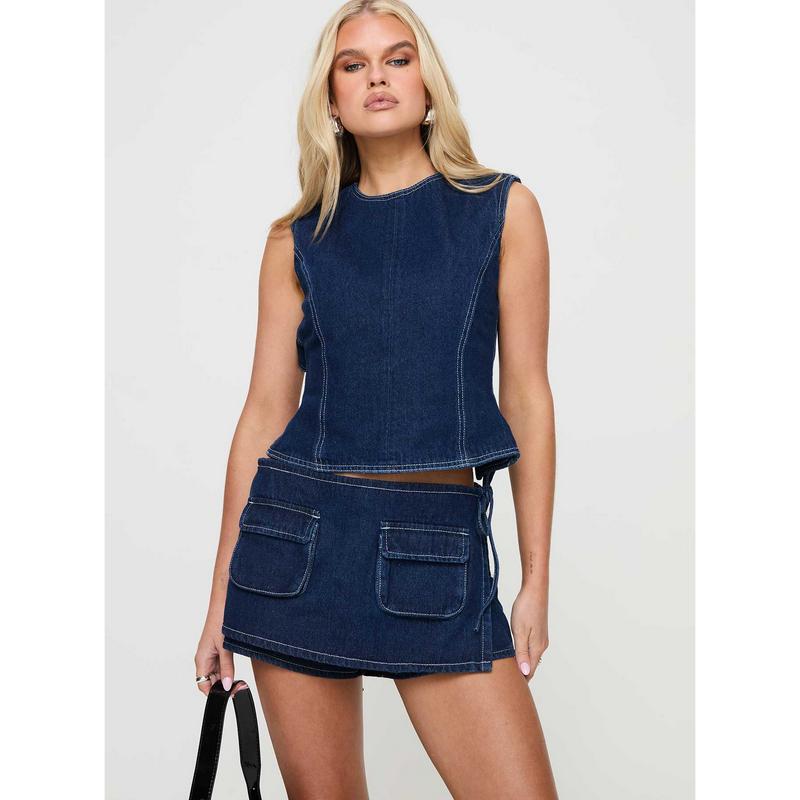 Countryside Skort Blue Denim