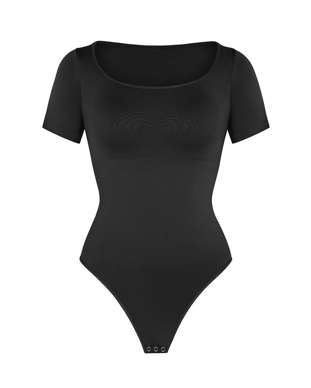 Shapellx Seamless slim-fitting square neck Comfortable Thong Bodysuit With Removable bra pads