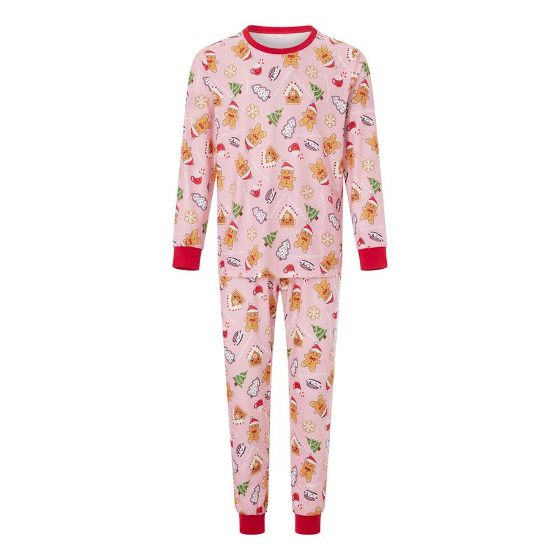 Christmas Family Matching Pajamas Set Xmas Gingerbread Man Patten Long Sleeve Tops and Pants Sleepwear Nightwear