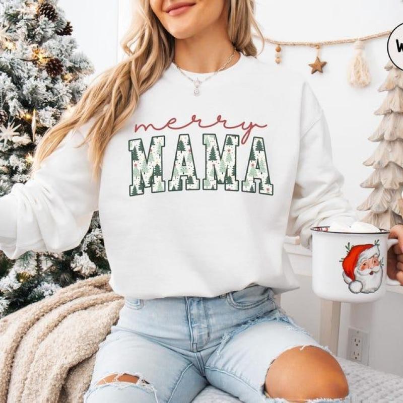 Merry Mama and Dad Sweatshirts, New Mom and Dad Christmas Sweaters, Xmas Pregnancy Announcement Gift, Matching Couples Holiday Crewnecks