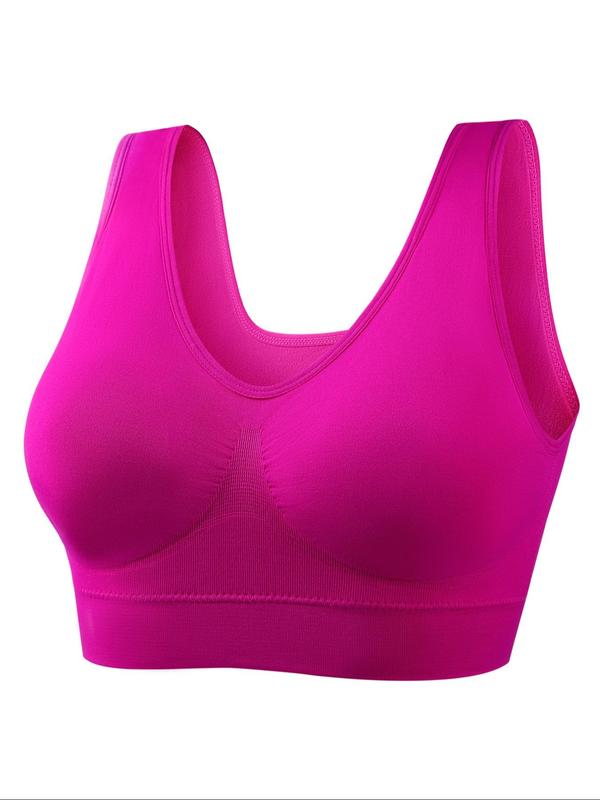 Plus Size Solid Wireless Bra, Breathable Comfortable Wide Strap Lingerie Top, Women's Underwear for Daily Wear