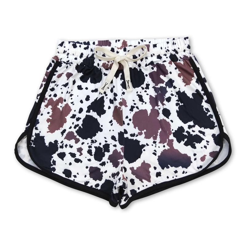 Adult women's Black leopard print casual shorts