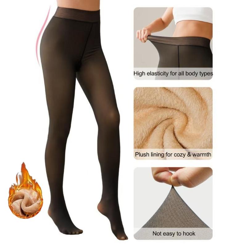 THE ORIGINAL! Fleece Lined Tights Sheer Women,CLOSEDFOOT(LOOKS LIKE PANTYHOSE) Winter Comfort Fleece Tights Available in Plus Size and Brown Fur legging Woman