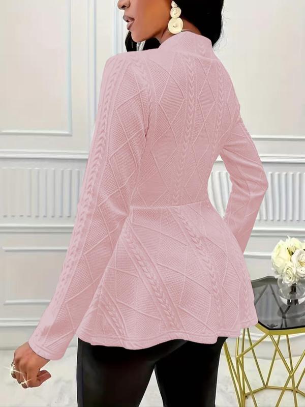 Women's Textured Button Front Blazer, Elegant Long Sleeve Slim Outerwear for Fall, Blazers for Women, Fall Jackets Ladies Clothes for Work Office Business