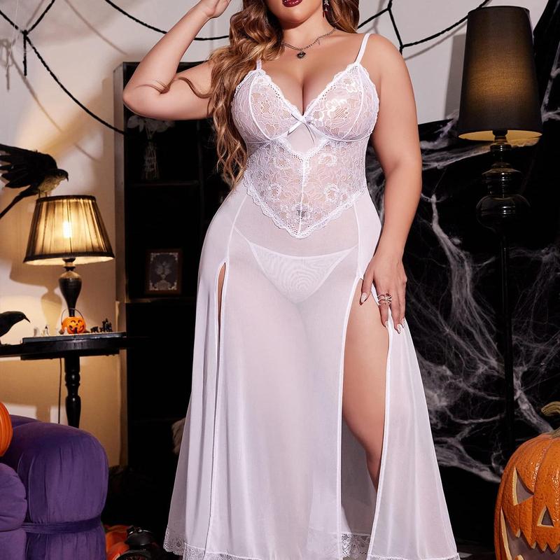 Avidlove Plus Size Lingerie For Women Nightdress Strappy Sleepwear Side Slits Womenswear